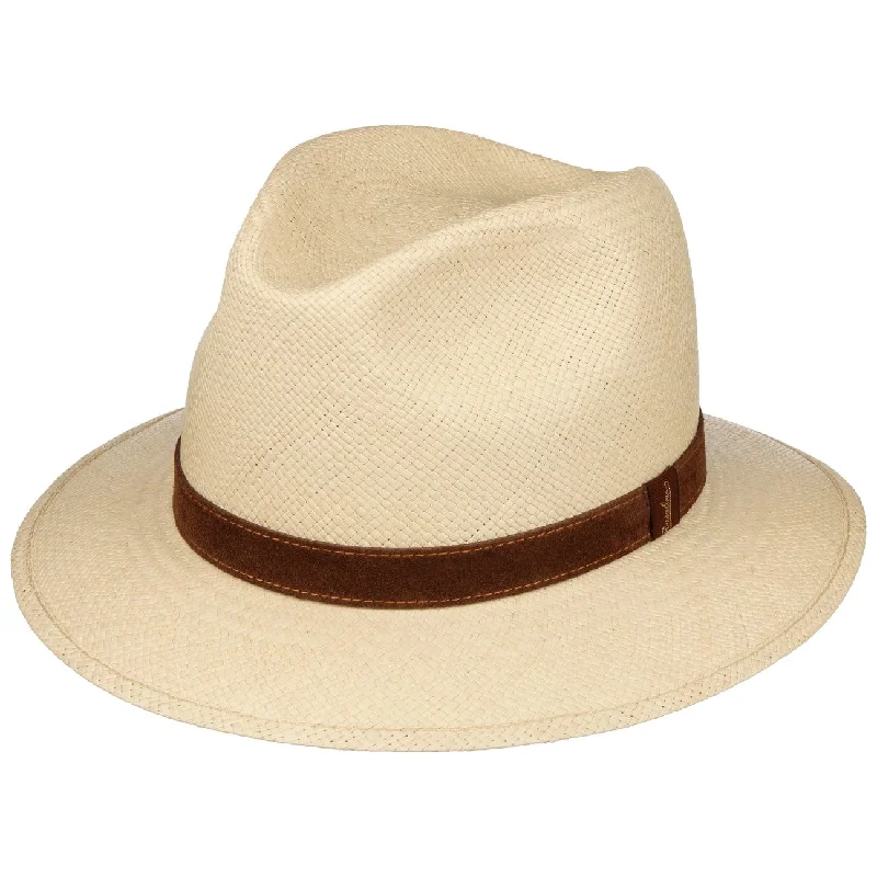 Cute straw hat for women with bow detail and soft, summery look -Classic Traveller Panama Hat by Borsalino