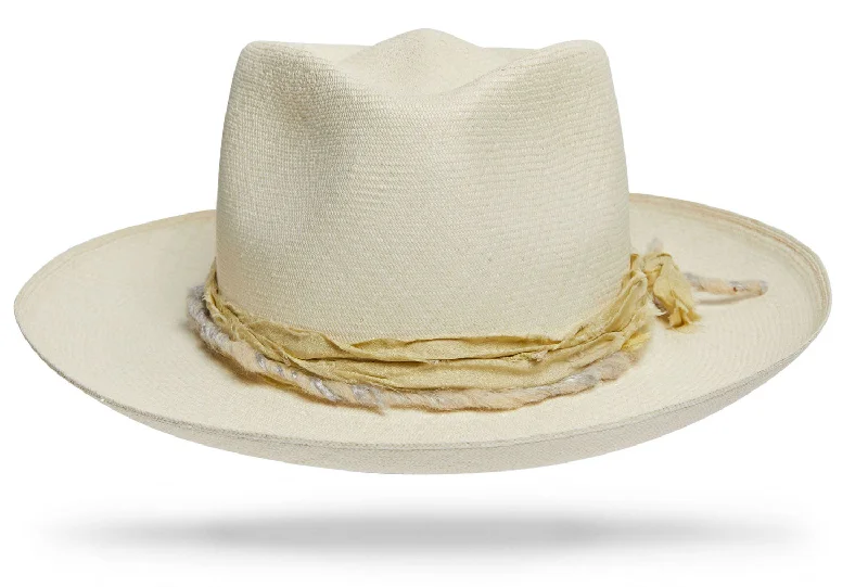 Trendy straw trilby hat for men with short brim and stylish appeal -Montecristi Baho Sand