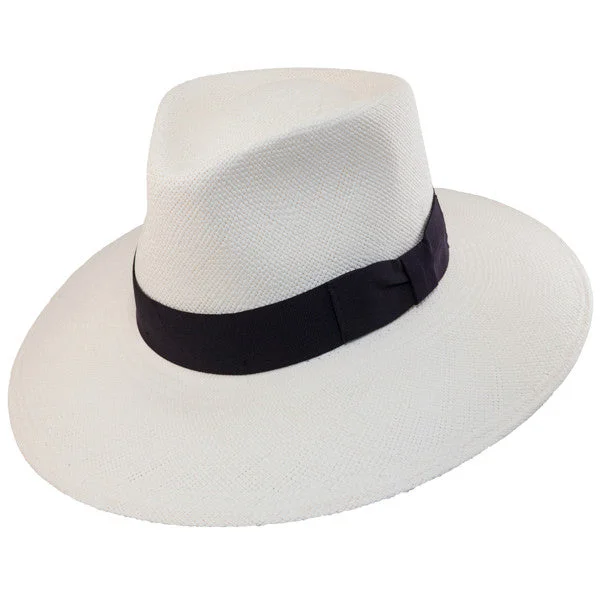 Classic straw cowboy hat for women with western-inspired design and charm -Bigalli - Australian Panama Hat with Black Ribbon