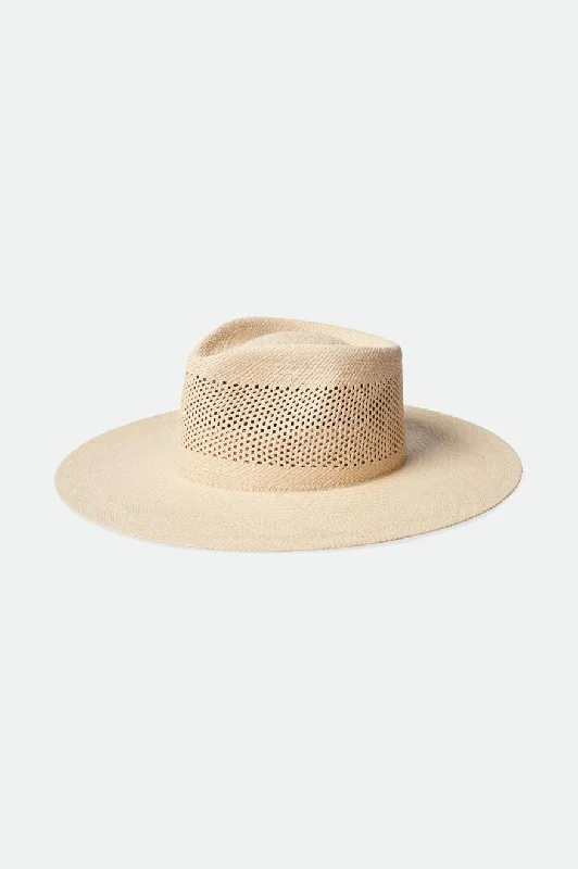 Versatile straw hat for men with narrow brim for casual and formal occasions -Jo Panama Straw Rancher Hat - Catalina Sand