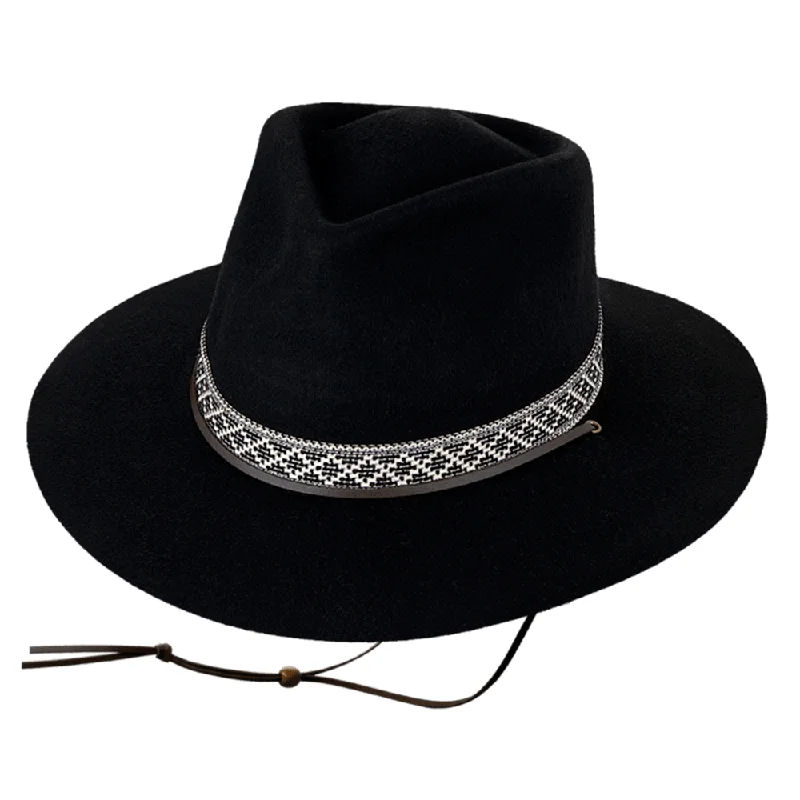 Custom fedora hats for women with exotic animal prints for unique style -Kooringal Ladies Wide Brim Hat Phoenix - Black