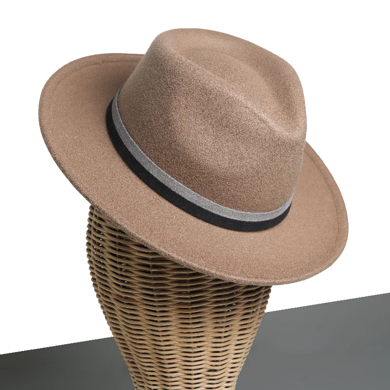 Elegant felt fedora hats for women with satin ribbons for a sophisticated look -Chokore Fedora Hat with Dual Tone Band (Tan Brown)