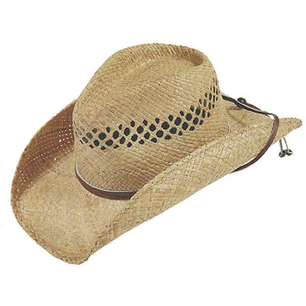 Classic straw boater hat for men with flat top and vintage vibe -Stetson - Bridger Straw Cowboy Hat