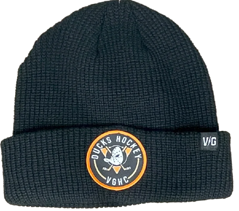 Premium snapback cap with flat bill design -Ducks Hockey Woven Cuff Beanie