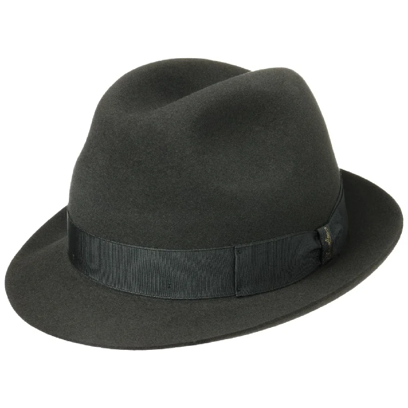 Designer fedora hats for men with unique patterns and geometric bands for trendsetting looks -Marengo Stingy  Fur Felt Fedora Hat by Borsalino