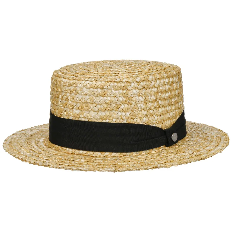 Comfortable straw visor hat for women with adjustable strap and sun protection -Classic Boater Hat by Lierys