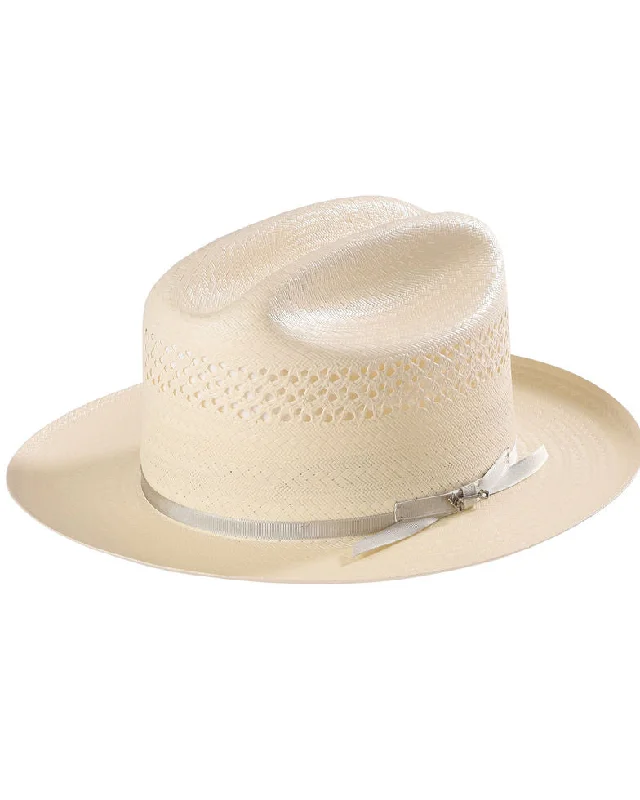 Traditional felt cowboy hats with satin ribbons for men with a classic look -Stetson Men's Natural Open Road 4 Straw Hat - 2000239804