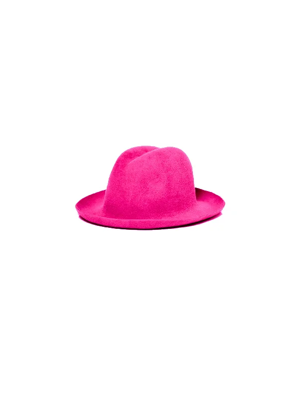 Lightweight wool felt hat for summer wear -Fedora Curvy | Pink