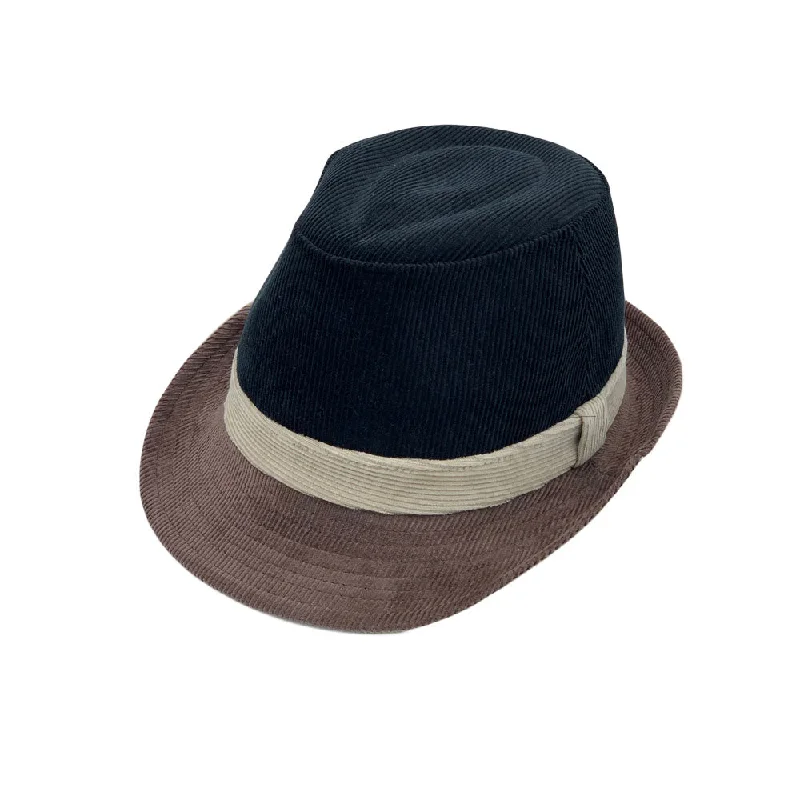 Fedora hats for women with wide fabric bands for added elegance -Corduroy Fedora Hat Band Trilby Soft Winter Short Brim Cap LD61542