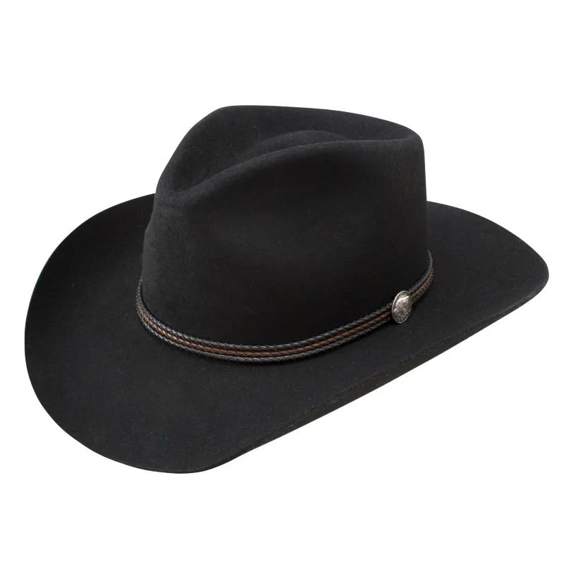 Classic felt hat with soft wool texture -Stetson Black Wool Woodrow Hat