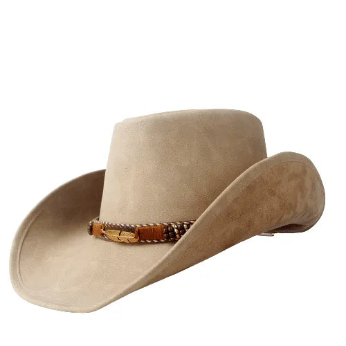 Custom-made cowboy hats for men with high-quality felt and leather accents -Golden Phoenix Genuine Leather Cowboy Hat