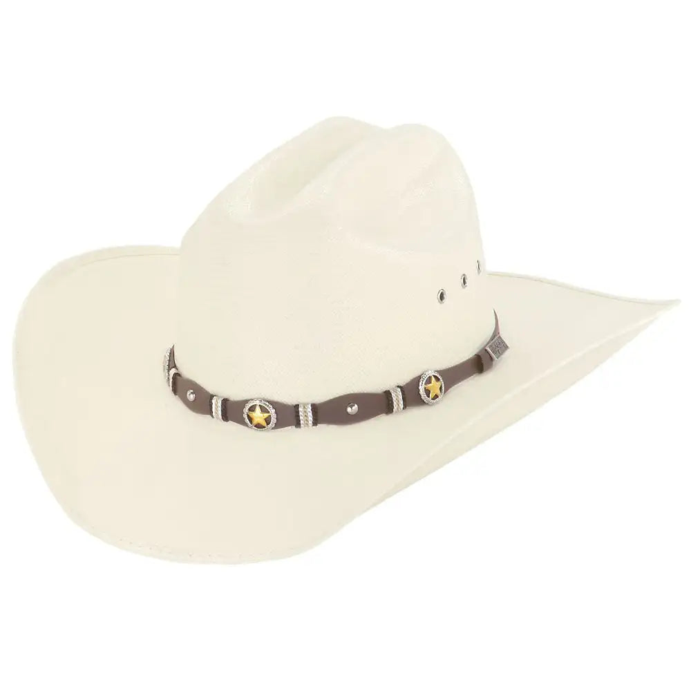 Modern cowboy hats for men with leather band accents for contemporary western looks -Larry Mahan's Oplin (4") - (10X) Straw Cowboy Hat