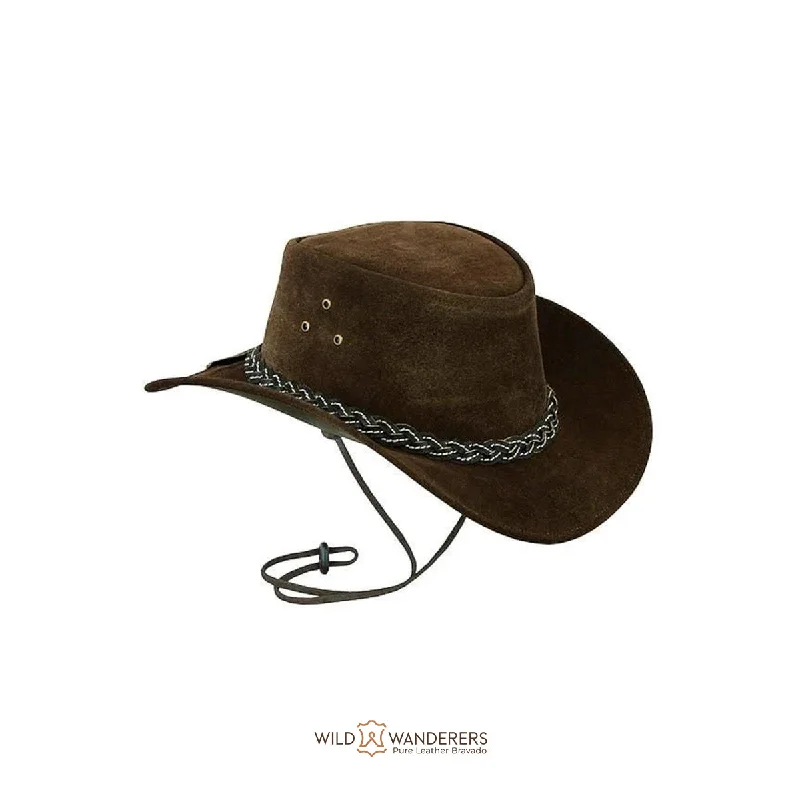 High-end cowboy hats for men with luxury leather bands for an upscale feel -Outback Adventurer Suede Cowboy Hat