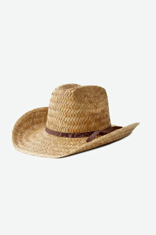 Soft straw hat for women with a flexible brim for ultimate comfort -Houston Straw Cowboy Hat - Natural