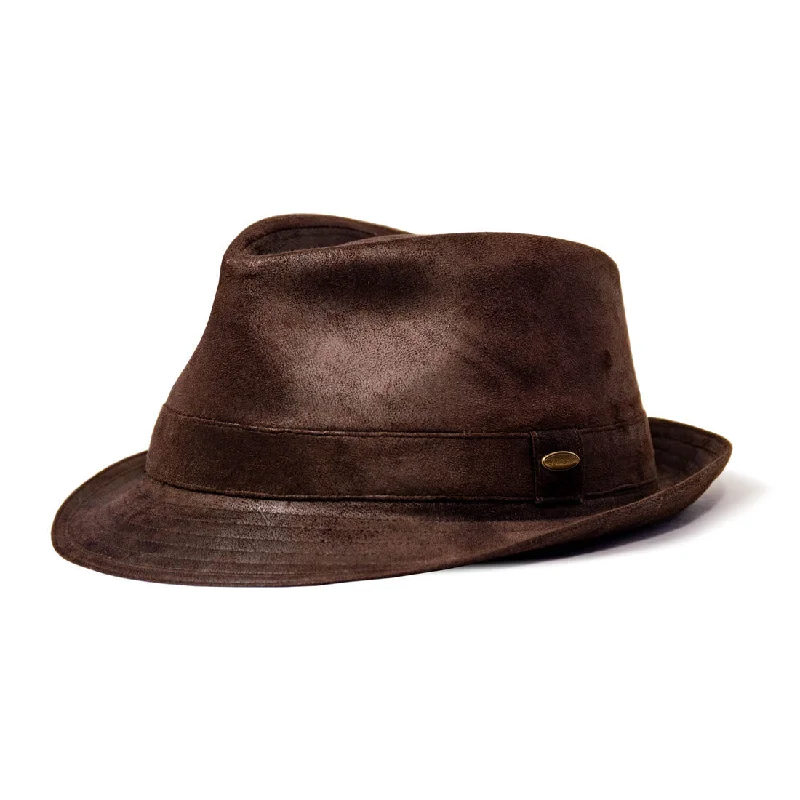 Fashionable felt fedora hats for men with thick bands and rustic vibes -Saint Martin - Faux Leather Trilby Fedora