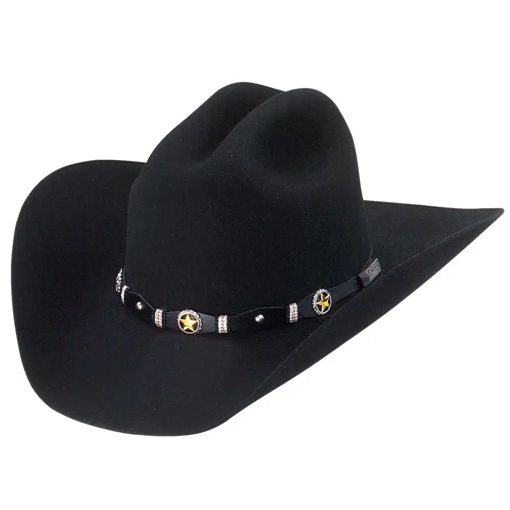 Authentic leather cowboy hats for women with detailed stitching for a stylish edge -Larry Mahan's Oplin - (3X) Wool Felt Cowboy Hat