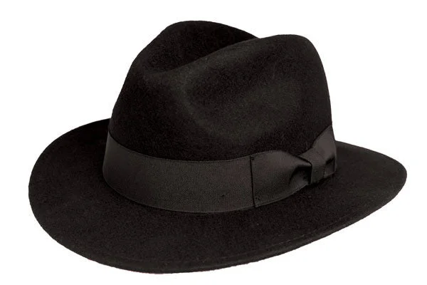 Elegant fedora hats for men with velvet material for a luxurious feel -Kenny K - Black Wool Felt Safari Fedora Hat