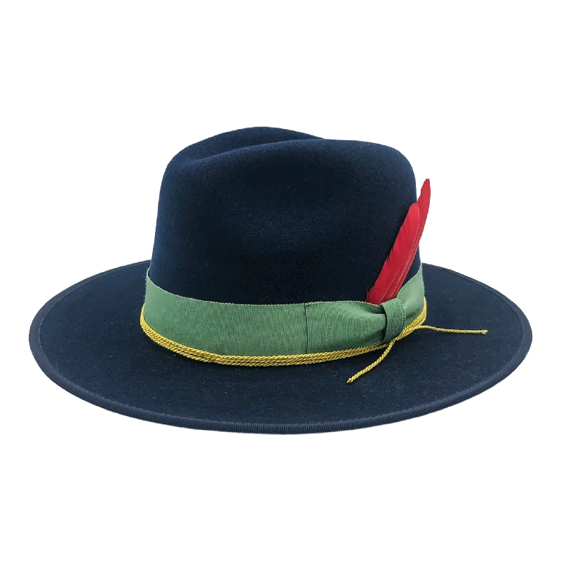 Elegant felt hat with velvet ribbon accent -Calypso Blues