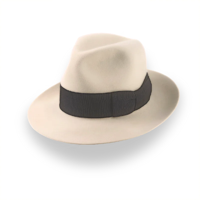 Stylish fedora hats for men with leather detailing for a sophisticated western look -Classic Center Dent Fedora Hat in Cream Fur Felt  | The Caliber