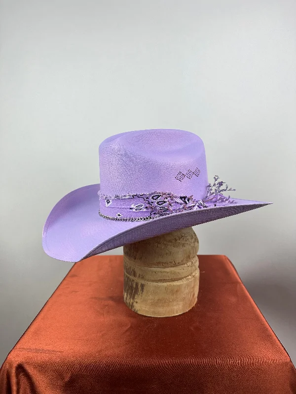 Cute straw hat for kids with vibrant colors and playful designs -Purple Straw Western