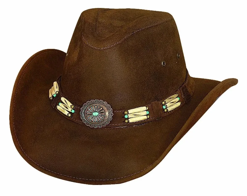 Authentic cowboy hats with feather accents for a bold and distinctive look -Bullhide Apalachee- Leather Cowgirl Hat