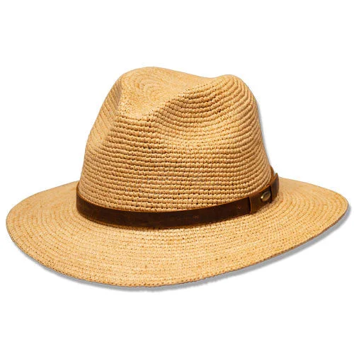 Casual fedora hats for women with soft felt material for everyday wear -Saint Martin - Raffia Fedora with Leather Band