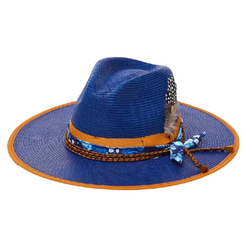 Wide-brim fedora hats for men with bold designs for a statement look -Stampede Hats - “Aquamarine” Bohemian Handmade Hat