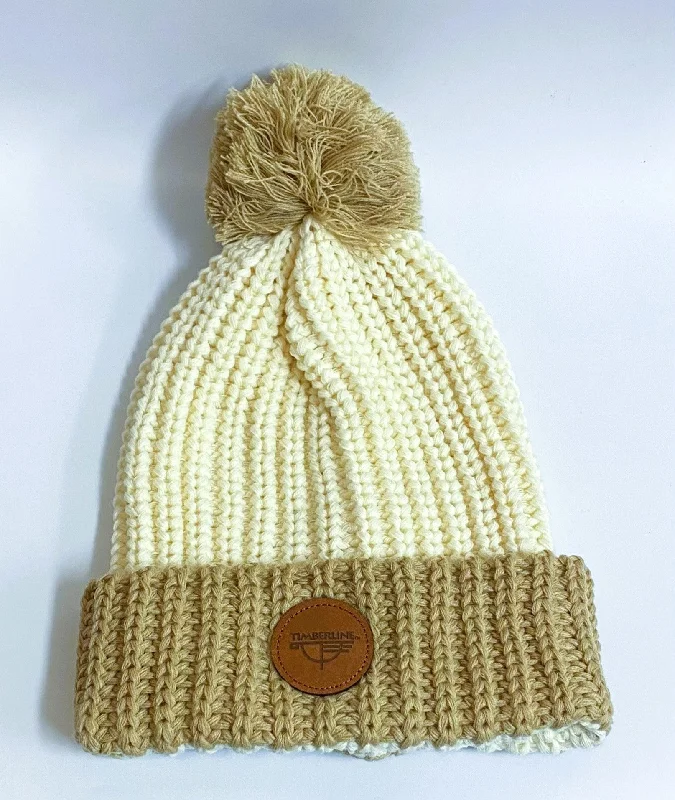 Classic black cap for versatile outfit pairing -Pom Snowgoose Beanie - Cream/Mocha