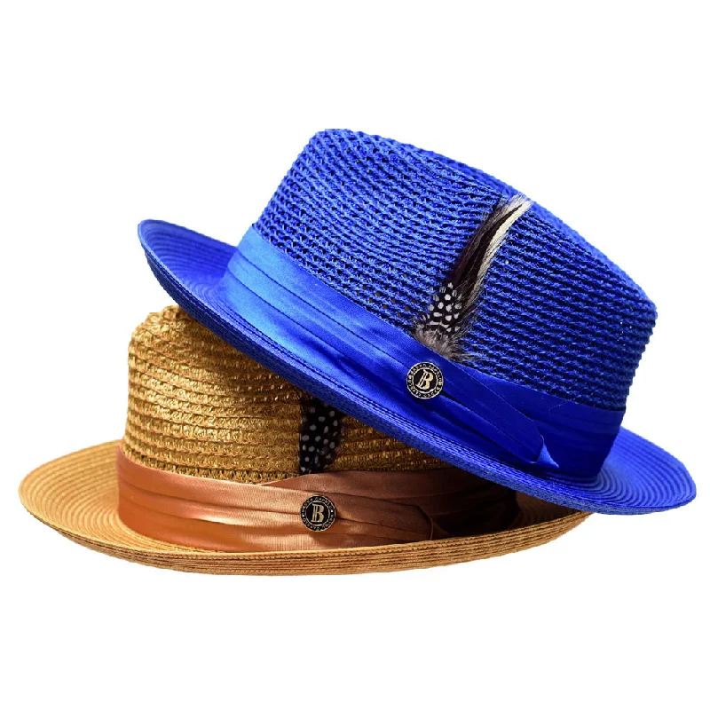 Premium wool fedora hats for men with clean, sharp edges and refined look -Bruno Capelo Julian Pinch Front Straw Fedora