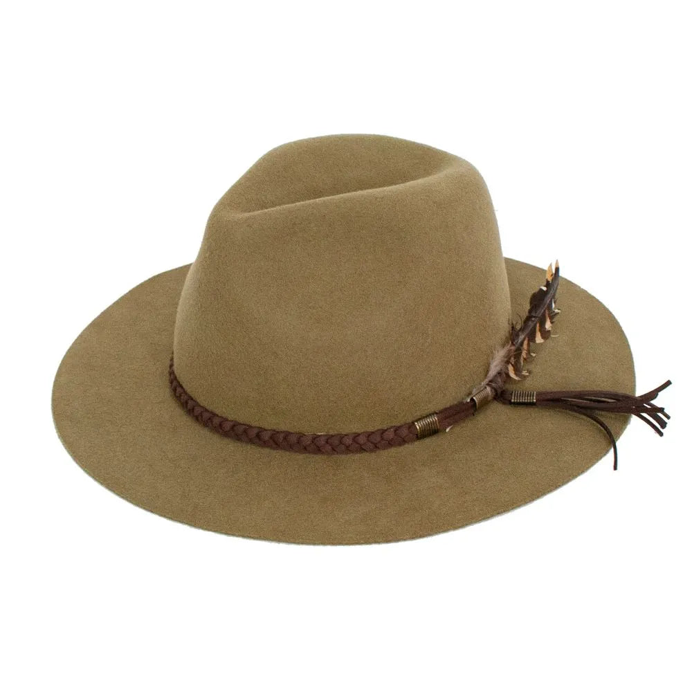 Colorful cowboy hats for women with embellished feathers for a fun and stylish accessory -Peter Grimm Montana - Wool Felt Fedora Hat