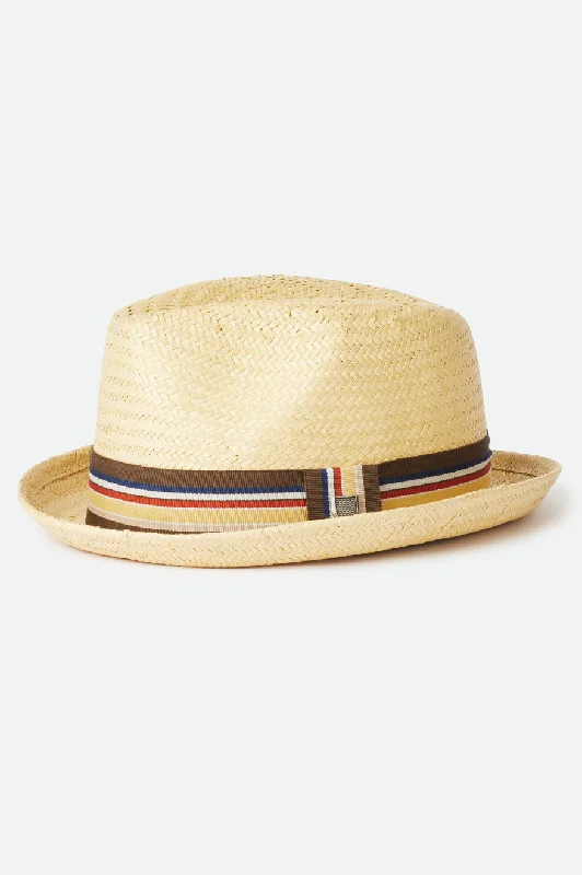 Cute straw hat for kids with vibrant colors and playful designs -Castor Fedora - Tan