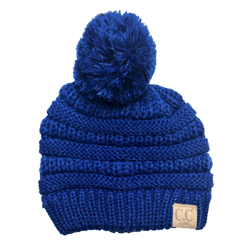 Canvas baseball cap for long-lasting wear -YJ-847 POM Royal Kid Beanie