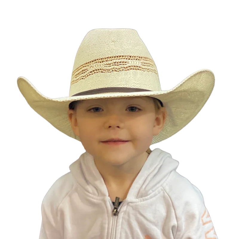 Classic black cowboy hats with elegant ribbon bands for formal western events -Twister Open Crown Youth Tan Bangora 4" Brim - Youth