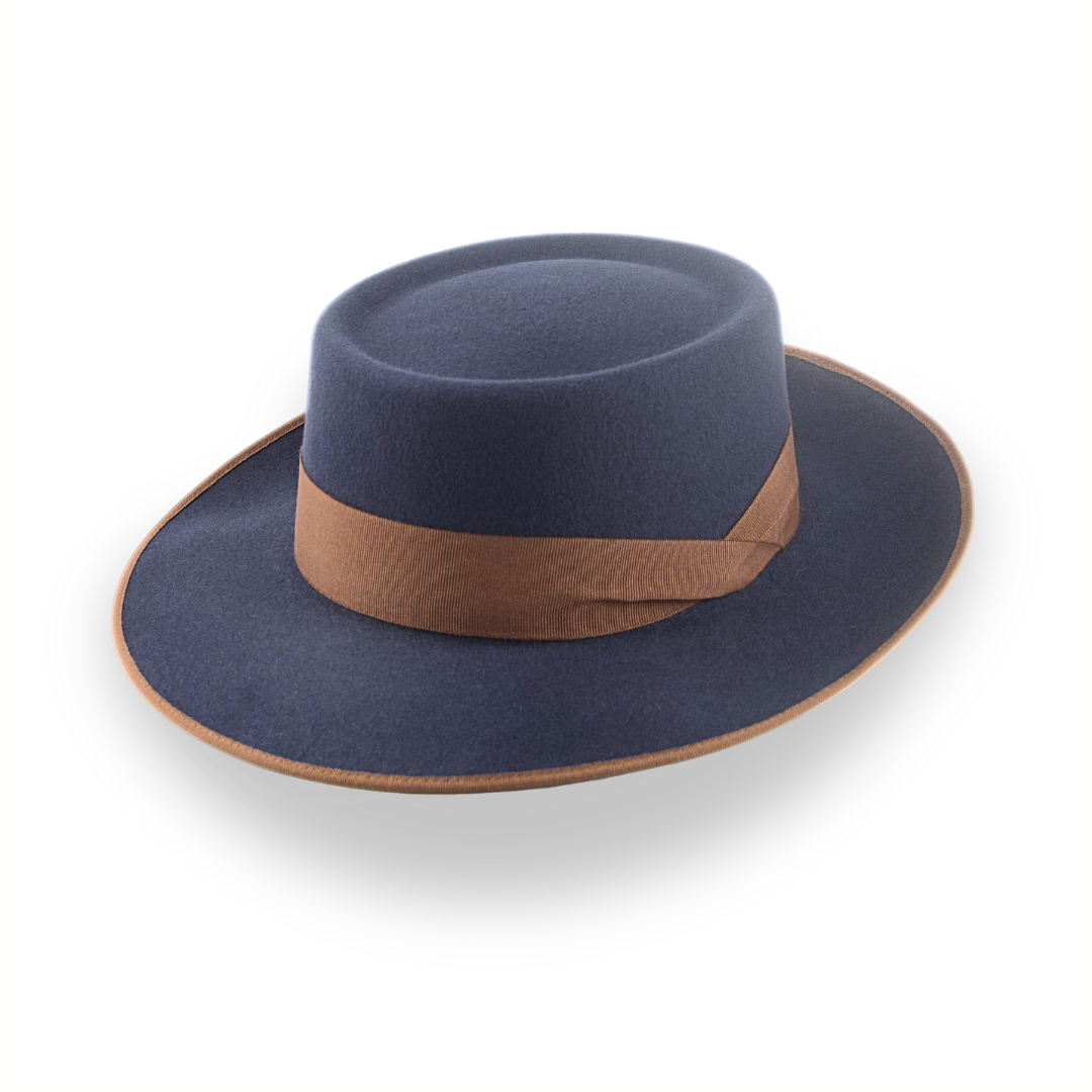 Fashionable fedora hats for men with contrasting colored bands for eye-catching detail -Dark Grey Telescope Wide Brim Fedora Hat For Men | The Zodiac