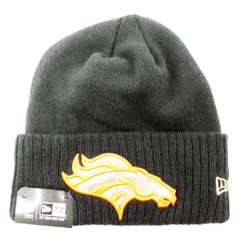 Embroidered logo cap for team spirit Pride -Denver Broncos Super Bowl XXXIII New Era Beanie (Black On The Fifty Gold Logo)