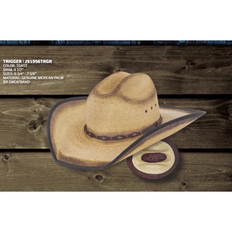 High-quality straw hat for men with a wide brim and durable construction -Justin Toasted Trigger Palm Straw Hat