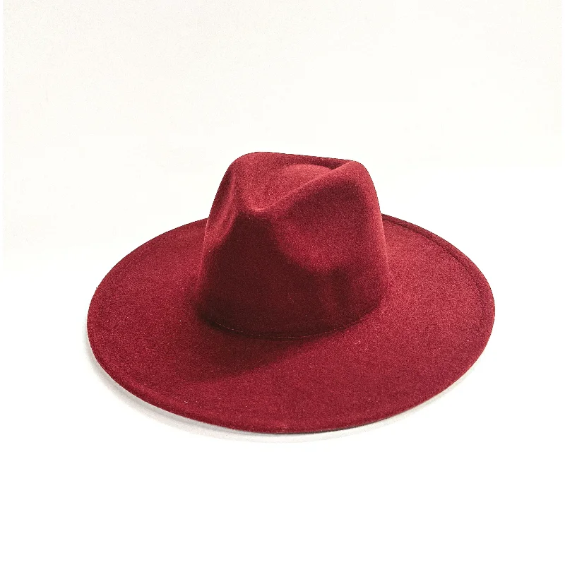 Breathable felt hat with airy wool weave -Headed West Faux Felt Rancher Hat in Maroon