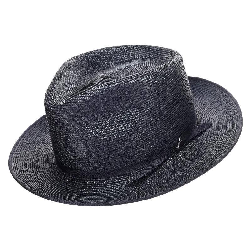 Elegant straw fedora hats for men with leather accents and rustic vibes -Stetson Stratoliner Milan Straw Fedora