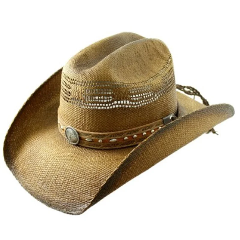 Classic straw hat for women with wide brim for sun protection -California Hat Co. Toyo Brown Straw Hat