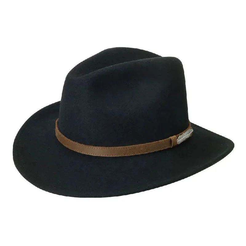 Traditional felt cowboy hats with satin ribbons for men with a classic look -Black Creek (BC2036)- Crushable Wool Felt Cowboy Hat