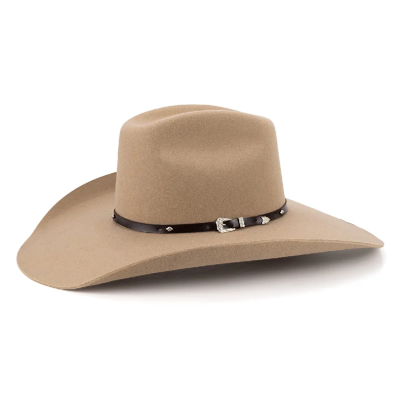 Traditional felt cowboy hats with satin ribbons for men with a classic look -Cross Felt Cream Hat