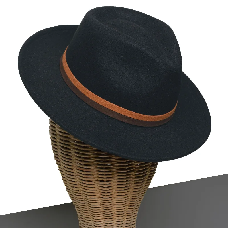 Custom straw fedora hats for men with personalized embroidery for a unique twist -Chokore Fedora Hat with Dual Tone Band (Black)