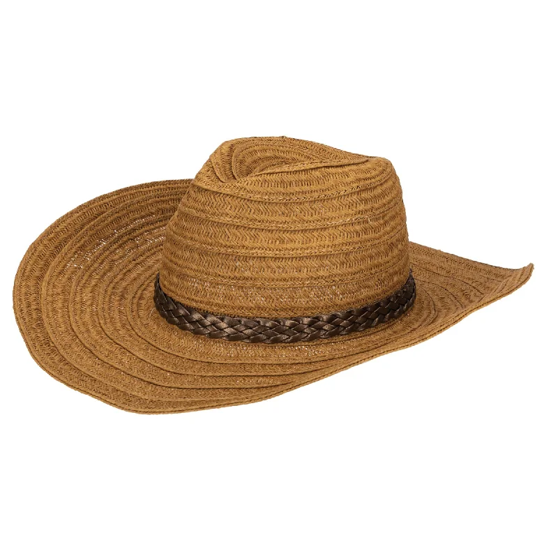 Elegant cowboy hats for women with silk ribbons for a sophisticated touch -Storm - Women's Pinched Crown Cowboy