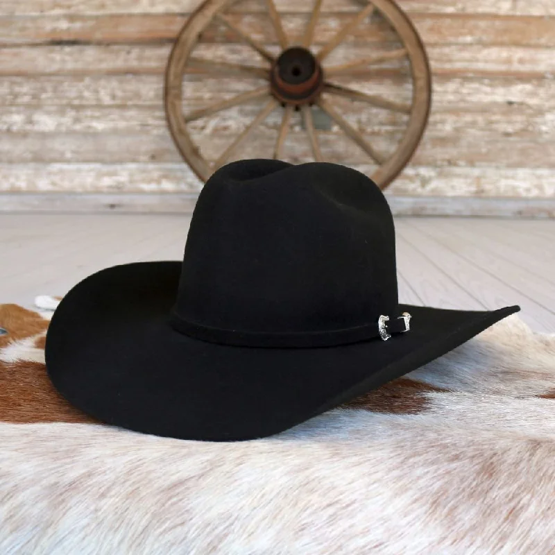 Bold felt hat with unique shape design -Resistol 3X Tucker Black Felt Cowboy Hat