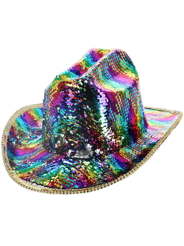 Western cowboy hats with decorative bands and turquoise accents for a vintage look -Fever Deluxe Sequin Cowboy Hat, Rainbow