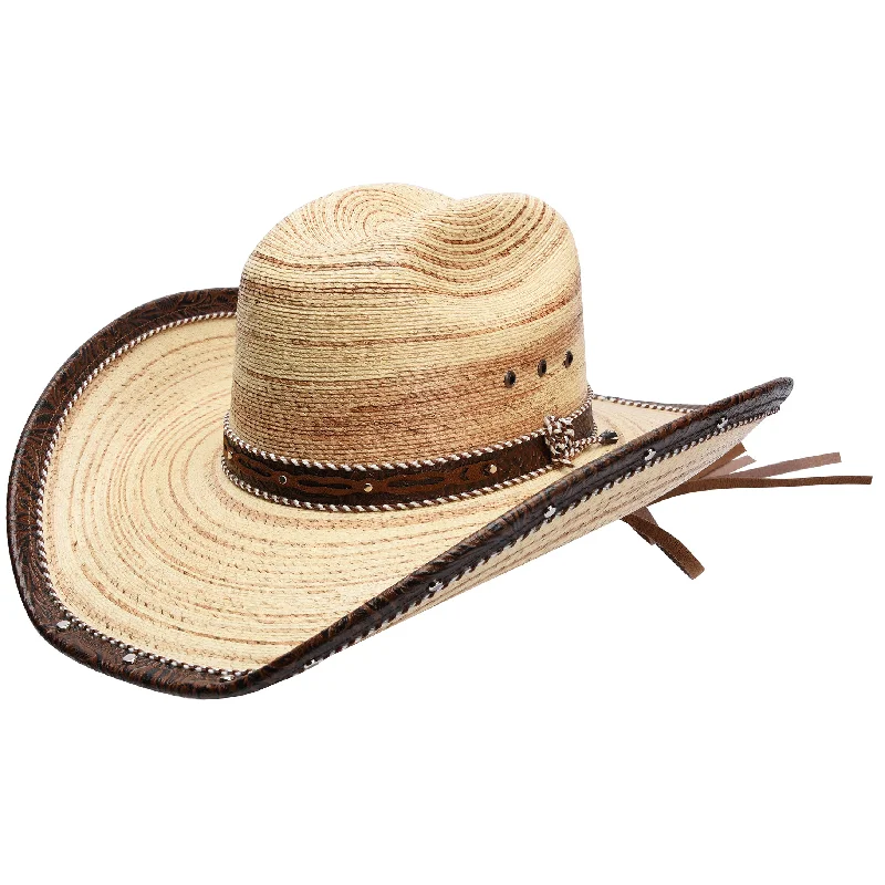 Unique cowboy hats for women with colorful fabric bands and patterned accents -Palm Straw Hat by Stone Hats