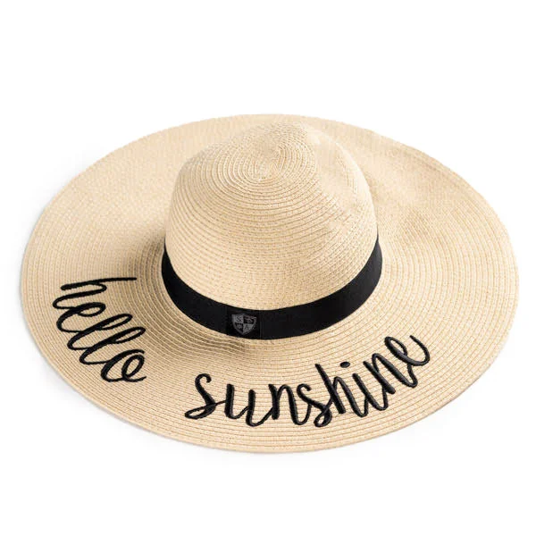 Natural straw sun hat for men with breathable design for hot weather -Floppy Straw Hat | Hello Sunshine