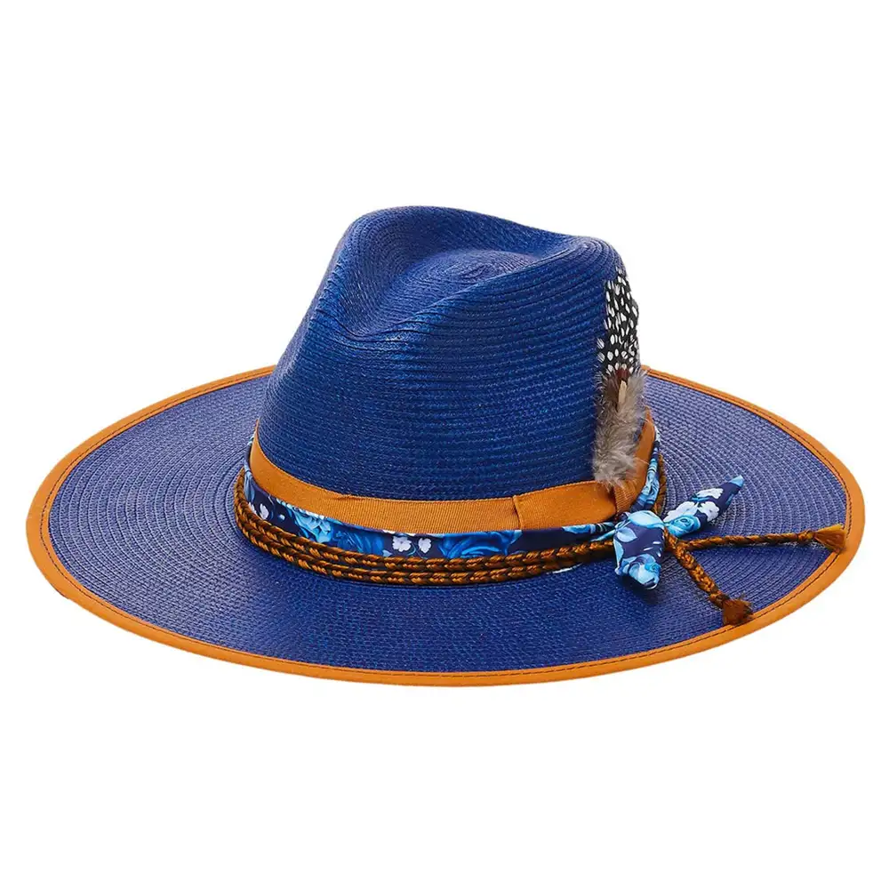 Western cowboy hats for men with embossed leather bands for intricate detailing -California Hats Aquamarine - Wide Brim Straw Fedora Hat