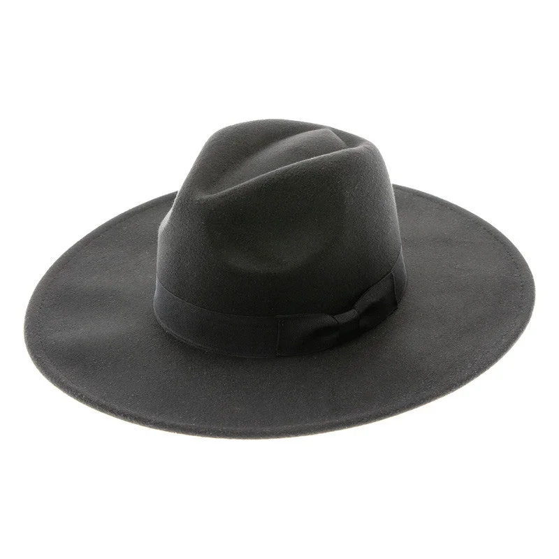 Fashionable fedora hats for men with contrasting colored bands for eye-catching detail -DNMC - Large Brim Vegan Felt Fedora