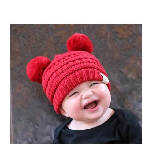 Sports team cap for game day support -Baby-23 Double Pom Beanie Red